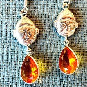 New Citrine Silver Face Earrings.